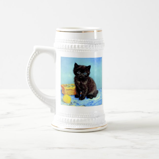 Jarra De Cerveza Van Gogh Black Kitten con yarn (Izquierda)