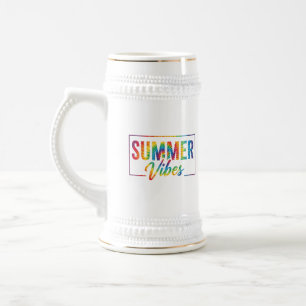 Jarra De Cerveza VERANO Vibes Tie-Dye café Arcoiris Mug negrita