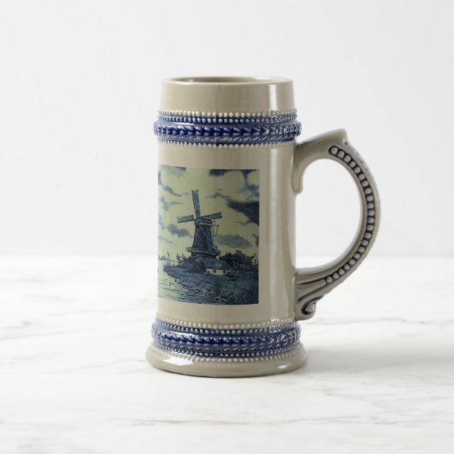 Jarra De Cerveza Viejo Antiguo Delft Blue Tile - Molino de viento (Derecha)