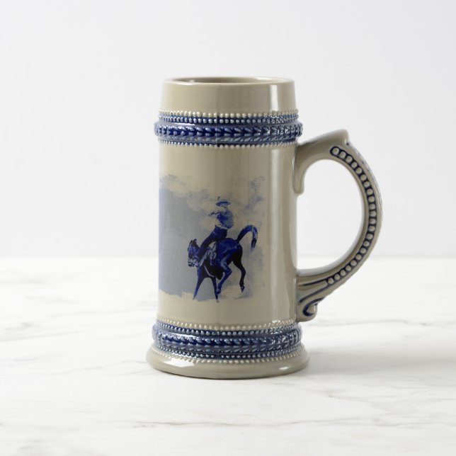 Jarra De Cerveza Vintage Bucking Bronco Ceramic Stein (Derecha)