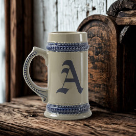 Jarra De Cerveza Vintage Old English Font Monogram Beer Stein