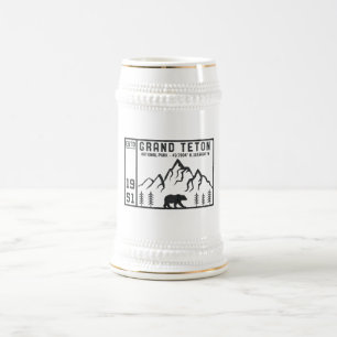 Jarra De Cerveza Vintage Parque Nacional del Gran Tetón Montaña W