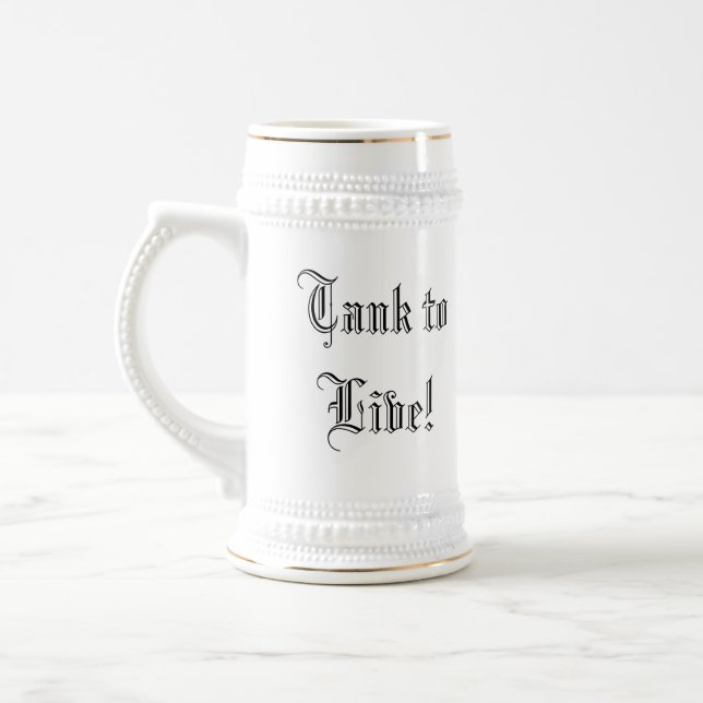 Jarra De Cerveza ¡Vive al tanque., el tanque para vivir!  (Stein) (Izquierda)
