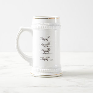 Jarra De Cerveza Volador Dachshund gris blanco stein con guarnecido