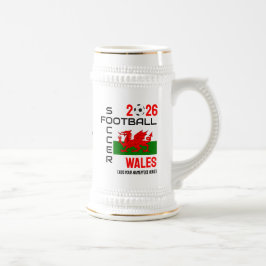 Jarra De Cerveza WALES Football Soccer Custom Name 2024 ANY YEAR