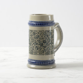 Jarra De Cerveza William Morris Vintage Floral Patrón azul Blanco
