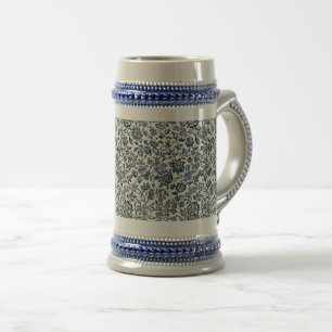 Jarra De Cerveza William Morris Vintage Floral Patrón azul Blanco