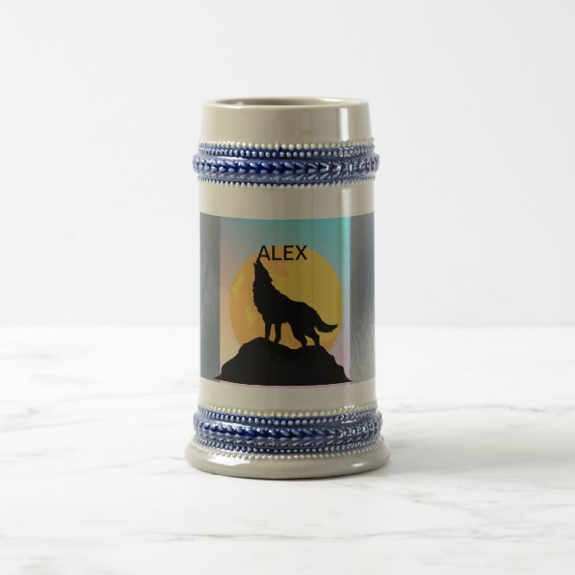 Jarra De Cerveza Wolf Howling en Moon stein (Centro)