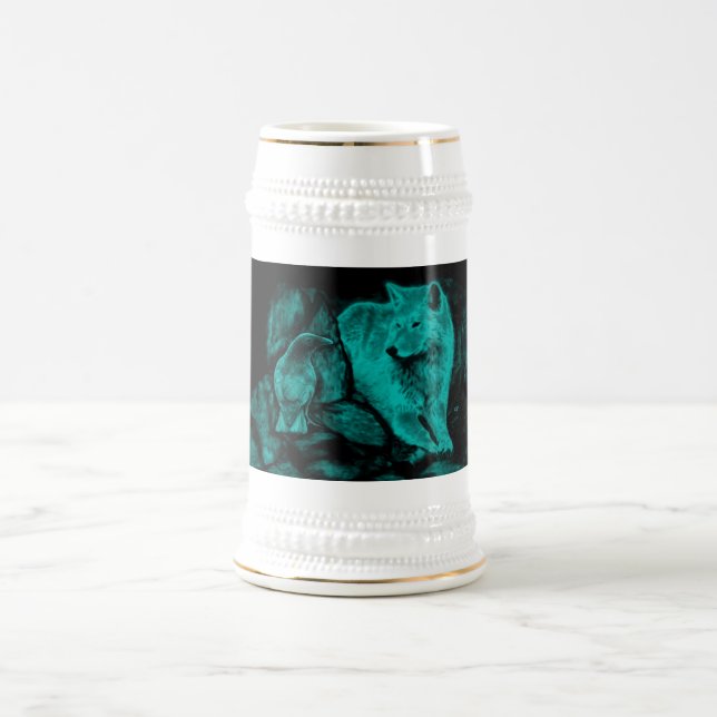 Jarra De Cerveza Wolf y Raven en la noche (Centro)