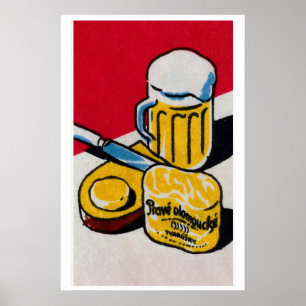 Jarra de cerveza y caja de cerillas de queso Arte 