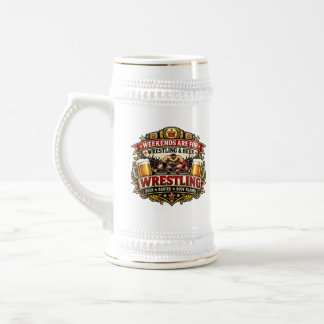 Jarra de cerveza y lucha libre vintage