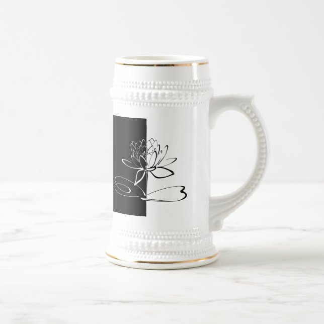 Jarra De Cerveza Yin Yang Black White Lotus Blossom (Derecha)