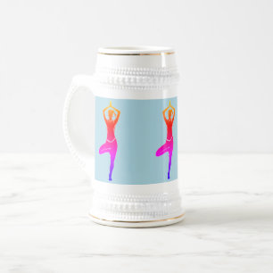 Jarra De Cerveza Yoga Pose - Blue & Gold Beer Stein