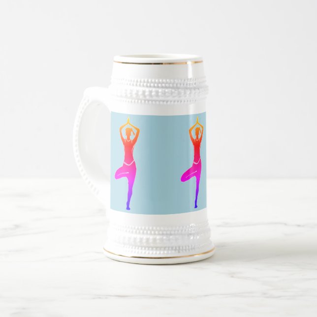 Jarra De Cerveza Yoga Pose - Blue & Gold Beer Stein (Anverso izquierdo)