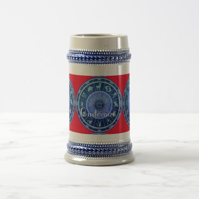 Jarra De Cerveza Zodiac Sun Rótulo Astrología Calendario Thunder_Co (Centro)