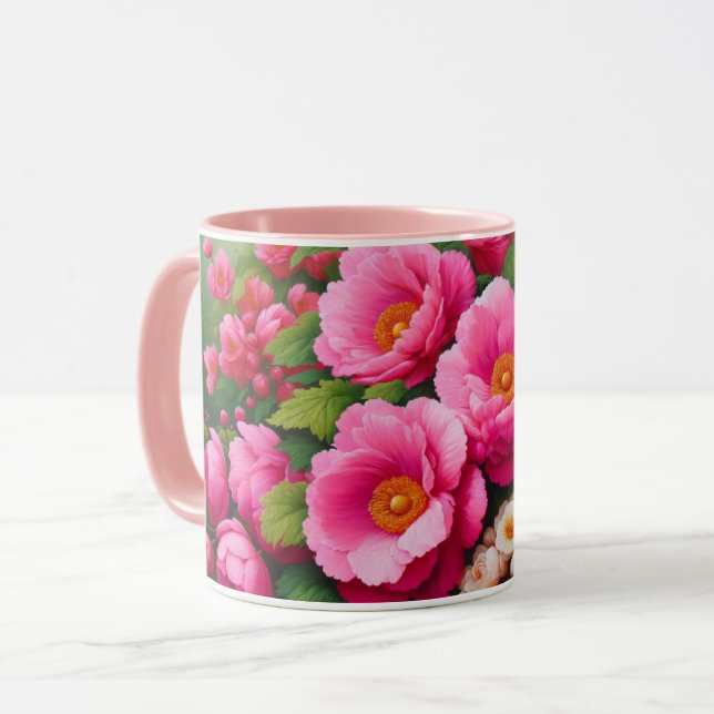 jarra floral con flores rosas grandes y audaces (Anverso izquierdo)