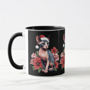 Jarra   Gato Sphynx de Navidades con sombrero Sant