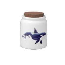 Chupetón de ballena orca acuarela