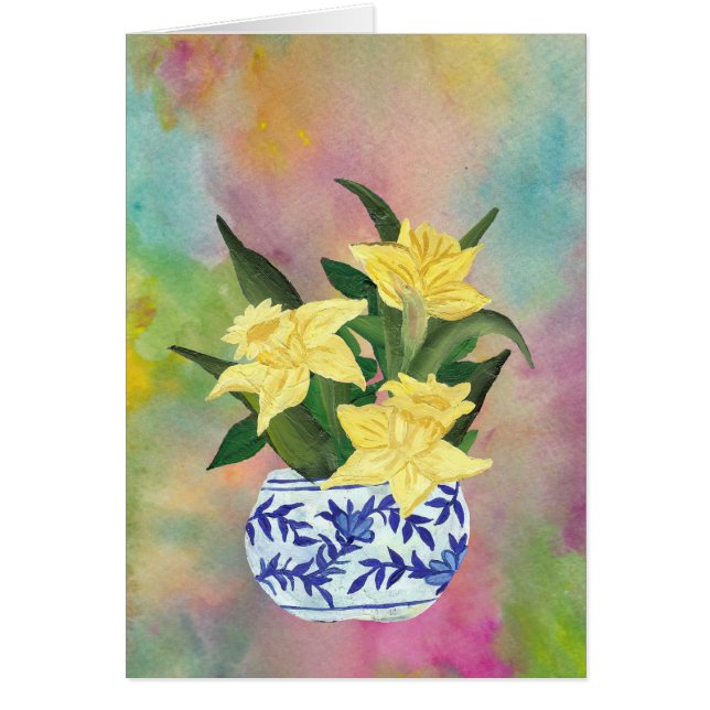 Jarrón azul y blanco con tapicería (Frente)