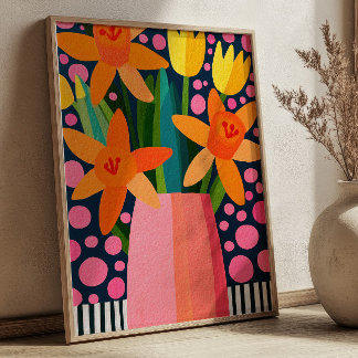 Jarrón de flores coloridas Arte floral elegante