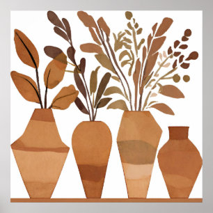 Jarrón de flores de Boho Leaf Estilo de arte botán