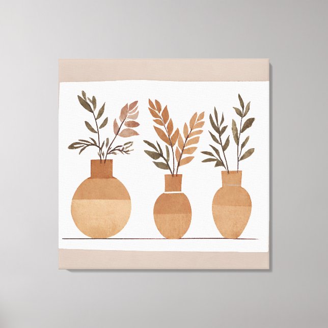 Jarrón de flores de Boho Leaf Estilo de arte botán (Anverso)