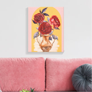 Jarrón de Flores - Rosas Rojas - Lienzo Envuelto