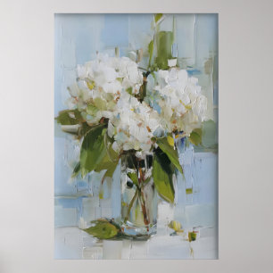 Jarrón de Hortensias Vintage Arte de Pared Imprimi