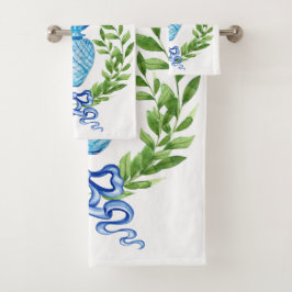 Jarrón de jengibre azul y blanco de piña