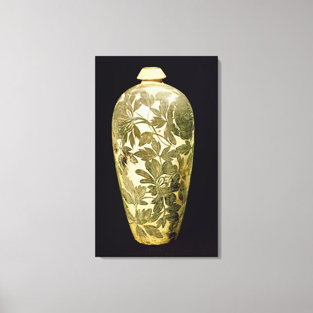 Jarrón de Mei P'ing con decoración floral negra (Anverso)