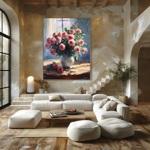 Jarrón de Rosas Rosadas junto a la Ventana – Arte 