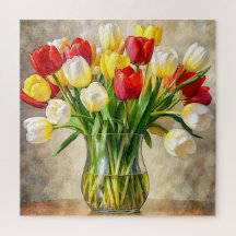 Jarrón de Tulipanes Florales – Rompecabezas Botáni