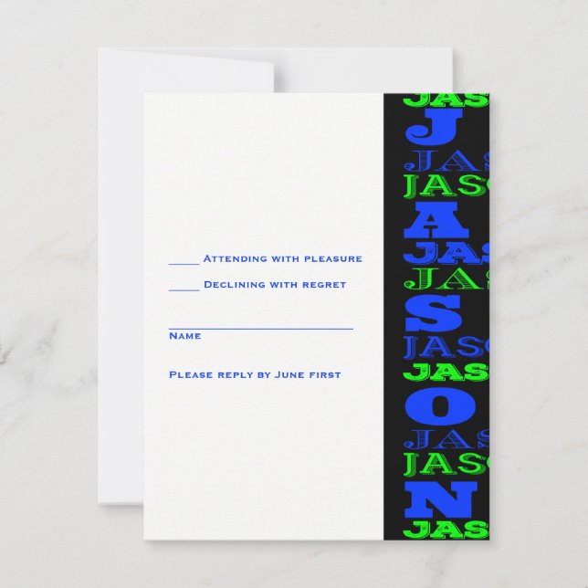 JASONCool Bar moderno Invitación Mitzvah Azul negr (Anverso)