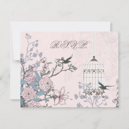 jaula de aves rosa floral, aves amorosas RSVP