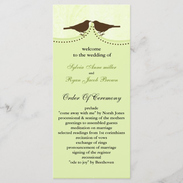 jaula de pájaro verde de moda, programas de boda d (Anverso)