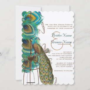 Jaula de pavo real musical Invitación de boda con