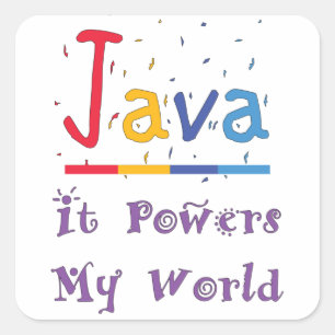 Java potencia mi pegatina cuadrado mundial