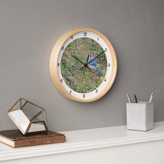 Jay azul en reloj de pared Myrtle Myrtle de Wax de (Oficina)