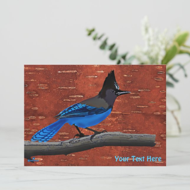 Jay On Inner Birch Bark de Steller (Anverso de pie)