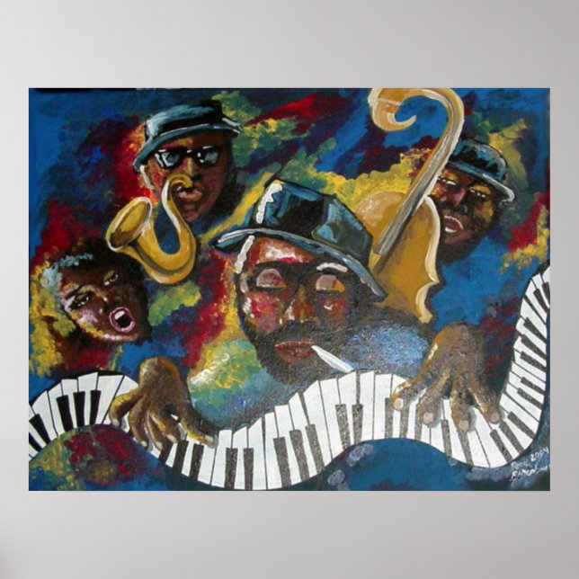 Jazz Bass Trumpet Piano Poster de arte (Frente)