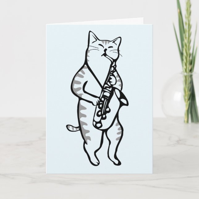 JAZZ CAT JUGANDO LA TARJETA DEL DÍA DEL PADRE SAXO (Anverso)