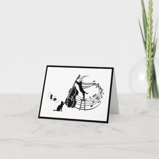 Jazz Cats | Tarjeta de nota doblada con doble tras (Anverso)