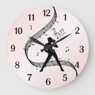 Jazz Dance Números negros rosados Gran Reloj
