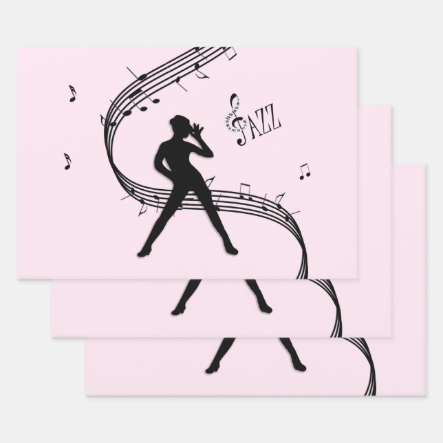 Jazz Dance Pink Music Hojas de papel de ajuste (Set)