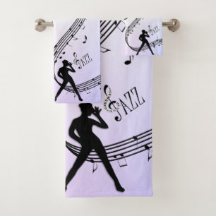 Jazz Dance Purple Music Bath Towset