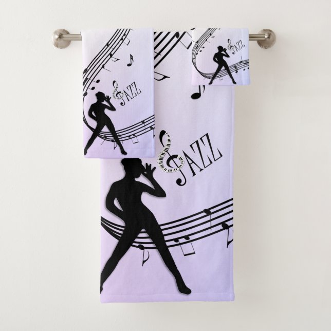 Jazz Dance Purple Music Bath Towset (In situ)