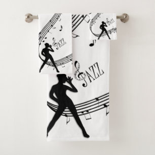 Jazz Dance White Music Bath Toalla Set