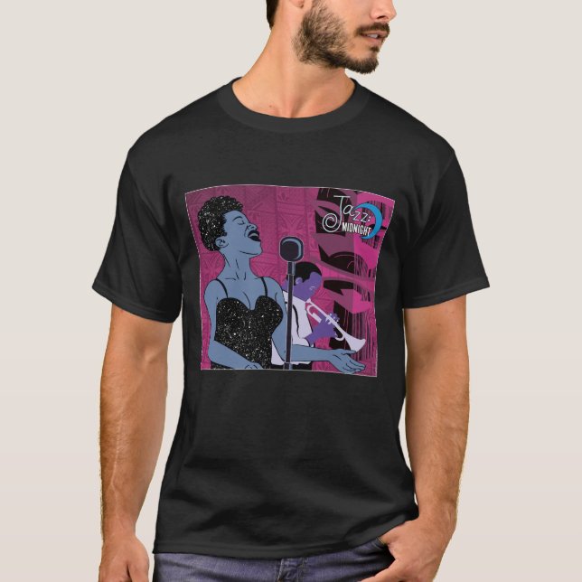 Jazz Midnight cantante imagen camiseta negra (Anverso)