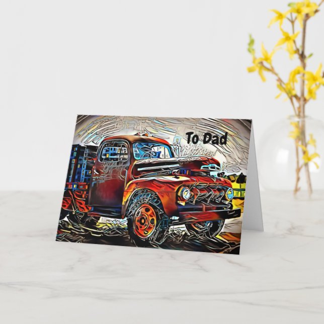 Jazzy Classic Funky Truck Tarjeta del Día del Padr (flor amarilla)