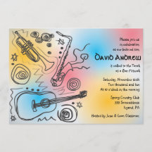 Jazzy Musical Bar Bat Mitzvah Invitación